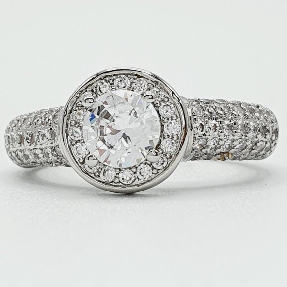 💥Shiny Wedding CZ Micro Pave CZ Super Large CZ Luxury Silver Ring, UNVN12311 - Picture 7 of 10